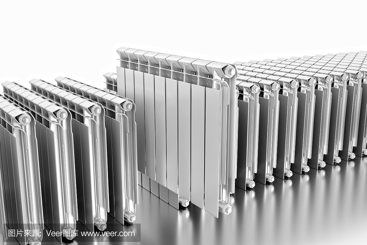 3 d渲染。多段集中供暖散热器。