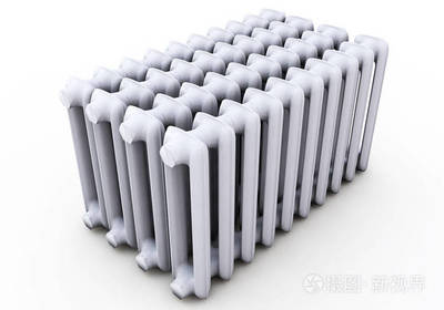 采暖散热器上白色背景 3d 渲染孤立